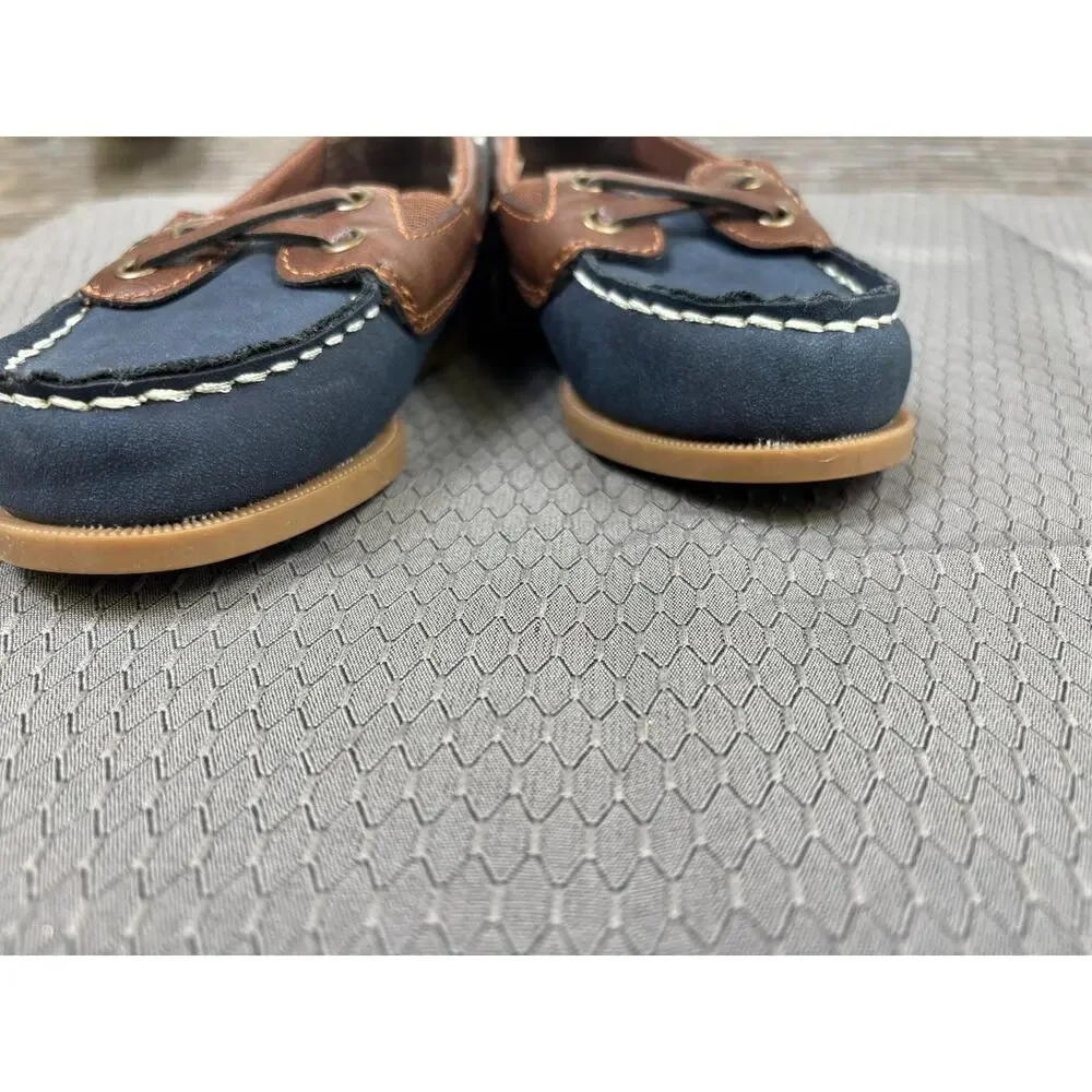 Carter's Boat Shoes Kids Size 8M Blue Brown Slip On Casual Lined Moc Toe Loafers